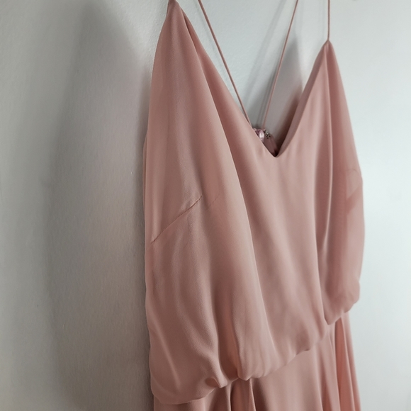 Jenny Yoo Inesse Chiffon Blouson Spaghetti Strap Flowy A Line Maxi Dress Gown - Picture 6 of 11